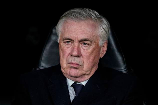 April 16, 2025, Madrid, Madrid, SPAIN: Carlo Ancelotti, head coach of Real Madrid looks on during the UEFA Champions League 2024 25 Quarter Final Second Leg match between Real Madrid C.F. and Arsenal FC at Santiago Bernabeu stadium on April 16, 2025, in Madrid, Spain. Madrid SPAIN - ZUMAa181 20250416_zaa_a181_084 Copyright: xOscarxJ.xBarrosox