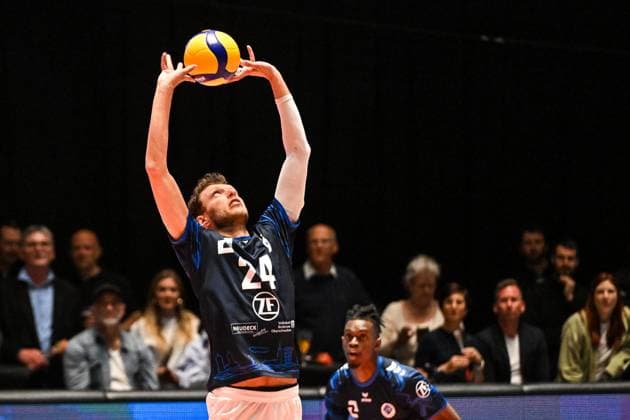 GER, VBL, VfB Friedrichshafen vs SVG Lüneburg 16 04 2025, Spacetech Arena, Friedrichshafen, GER, VBL, VfB Friedrichshafen vs SVG Lüneburg, in the picture Wessel Keemink Friedrichshafen, 24 nordphotoxGmbHx xHafner nph00200
