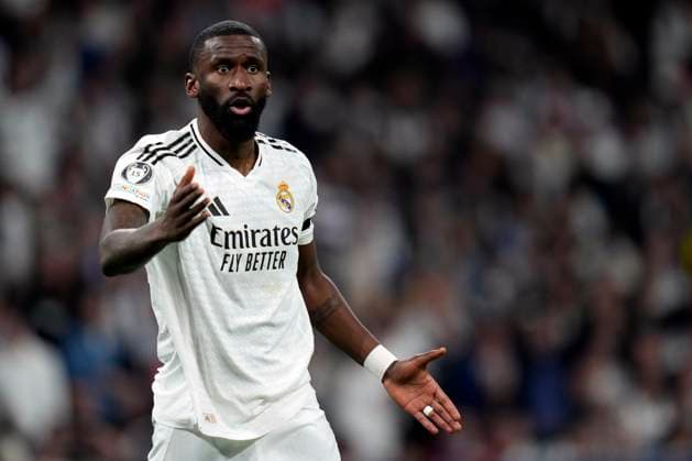 ESP: Real Madrid - Arsenal FC. UEFA Champions League match. Quarter-finals. Second leg. Antonio Rudiger of Real Madrid CF during the UEFA Champions League match, Quarter-finals, second leg, between Real Madrid and Arsenal FC played at Santiago Bernabeu Stadium on April 16, 2025 in Madrid Spain. kpng Copyright: xCesarxCebollax xPRESSINPHOTOx PS_250416_RMA_ARS_039