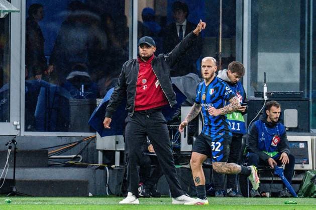 16 04 2025, Inter Milan vs FC Bayern Munich, UEFA Champions League, quarter-final second leg Vincent Kompany FC Bayern Muenchen,coach facial expressions gestures Copyright: xBahhoxKarax