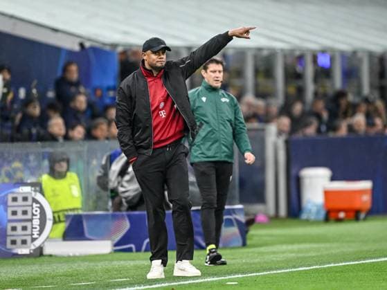 Coach Vincent Kompany FC Bayern Muenchen gestures during the UEFA Champions League 2024 25 Quarter Final Second Leg match between FC Internazionale Milano and FC Bayern München at San Siro on April 16, 2025 in Milan, Italy Photo by Harry Langer DeFodi Images