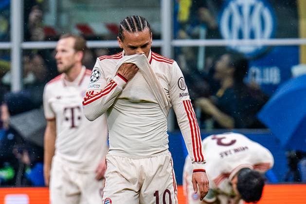 16 04 2025, Inter Milan vs FC Bayern Munich, UEFA Champions League, quarter-final second leg goal for 1 1 by Lautaro Martinez Inter Milan, 10 here Leroy Sane FC Bayern Muenchen, 10 unhappy sad unhappy Copyright: xBahhoxKarax