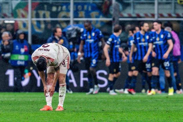 16 04 2025, Inter Milan vs FC Bayern Munich, UEFA Champions League, quarter-final second leg Goal for 1 1 by Lautaro Martinez Inter Milan, 10 here Minjae Kim FC Bayern Muenchen, 3 Copyright: xBahhoxKarax