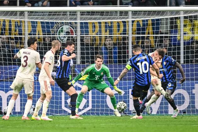 Lautaro Martinez FC Internazionale Milano scores his team s first goal during the UEFA Champions League 2024 25 Quarter Final Second Leg match between FC Internazionale Milano and FC Bayern München at San Siro on April 16, 2025 in Milan, Italy Photo by Harry Langer DeFodi Images