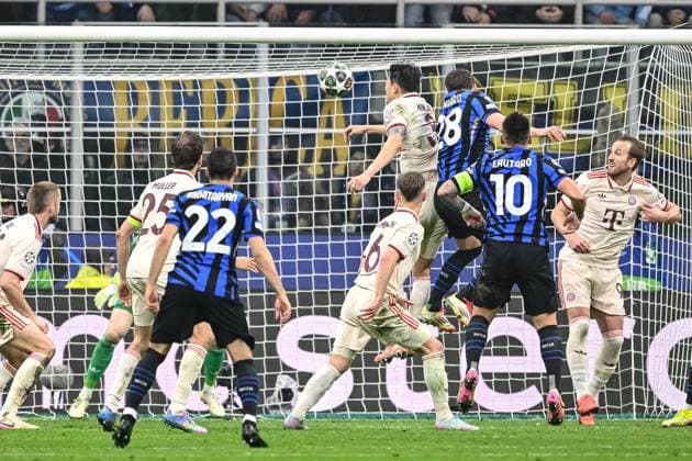 Benjamin Pavard FC Internazionale Milano scores his team s second goal during the UEFA Champions League 2024 25 Quarter Final Second Leg match between FC Internazionale Milano and FC Bayern München at San Siro on April 16, 2025 in Milan, Italy Photo by Harry Langer DeFodi Images