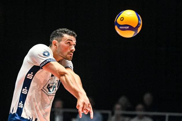 GER, VBL, VfB Friedrichshafen vs SVG Lüneburg 16 04 2025, Spacetech Arena, Friedrichshafen, GER, VBL, VfB Friedrichshafen vs SVG Lüneburg, in the picture Lorenz Karlitzek Lueneburg, 10 nordphotoxGmbHx xHafner nph00200