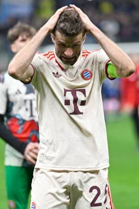 Milan, Stadio Giuseppe Meazza, 16 04 25, ITA, Men, UEFA Champions League, Season 2024 2025, Quarterfinals, Inter Milan FC Bayern Muenchen Bild Thomas MUELLER Muenchen UEFA regulations prohibit any use of photographs as image sequences and or quasi video Lombardy Italy