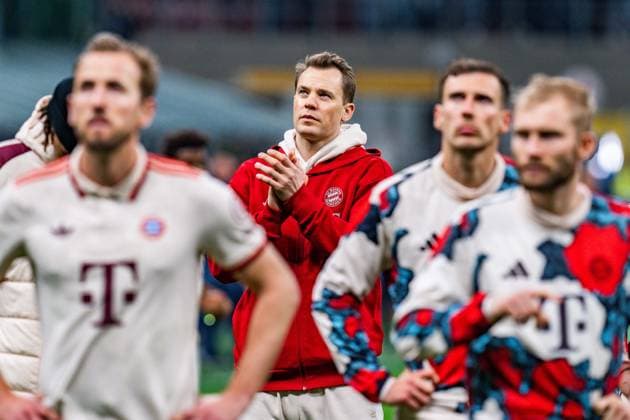 16 04 2025, Inter Milan vs FC Bayern Munich, UEFA Champions League, quarter-final second leg Manuel Neuer FC Bayern Muenchen, 1 unhappy unhappy annoyed angry sad facial expressions gestures Copyright: xBahhoxKarax