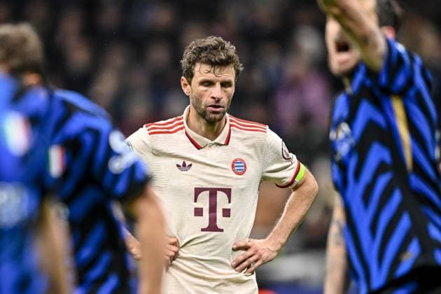Thomas Mueller FC Bayern Muenchen looks dejected during the UEFA Champions League 2024 25 Quarter Final Second Leg match between FC Internazionale Milano and FC Bayern München at San Siro on April 16, 2025 in Milan, Italy Photo by Harry Langer DeFodi Images