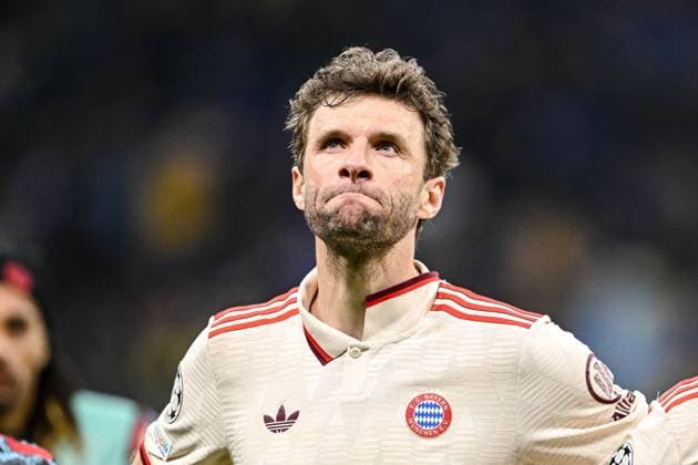 Thomas Mueller FC Bayern Muenchen looks dejected during the UEFA Champions League 2024 25 Quarter Final Second Leg match between FC Internazionale Milano and FC Bayern München at San Siro on April 16, 2025 in Milan, Italy Photo by Harry Langer DeFodi Images