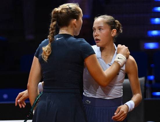 Porsche Tennis Grand Prix 2025 in Stuttgart, 16 04 2025 Mirra Andreeva RUS Erika Andreeva RUS Porsche Tennis Grand Prix 2025