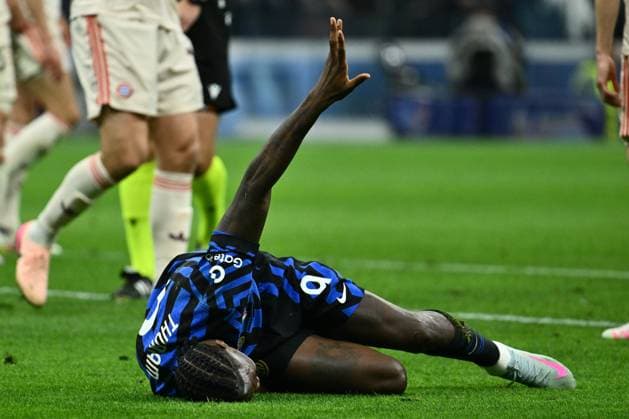 Marcus Thuram of F.C. Inter participates in the UEFA Champions League 2024 25 Quarter Final Second Leg match between FC Internazionale Milano and FC Bayern Munchen at San Siro Stadium on April 16, 2025 in Milan, Italy  Copyright: xDomenicoxCippitelli IPAxSportx xipa-agency.netx xx IPA_56578327 IPA_Agency_IPA56578327