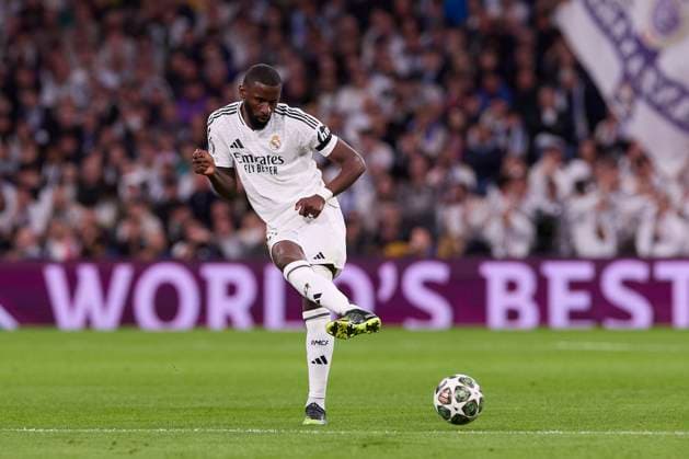 April 16, 2025, Madrid, Spain: Antonio Rudiger of Real Madrid CF seen in action during the UEFA Champions League 2024 25 Quarter Final Second Leg match between Real Madrid CF and Arsenal FC at Santiago Bernabeu Stadium. Final score: Real Madrid CF 1 : 2 Arsenal FC Madrid Spain - ZUMAs197 20250416_aaa_s197_093 Copyright: xFedericoxTitonex