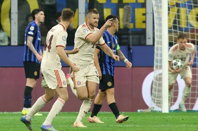 ERIC DIER, Bayern Monaco, Champions League, 2024-25, Inter vs Bayern Munich 2-2, 16-04-2025, Esultanza, Celebration, Jubel CHAMPIONS LEAGUE 2024-25 INTER-BAYERN MONACO 2-2