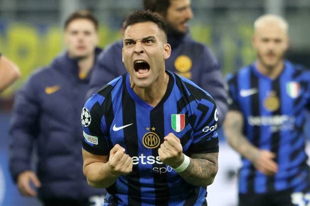 LAUTARO MARTINEZ, Inter, Champions League, 2024-25, Inter vs Bayern Munich 2-2, 16-04-2025, Esultanza, Celebration, Jubel CHAMPIONS LEAGUE 2024-25 INTER-BAYERN MONACO 2-2