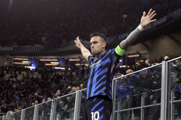 LAUTARO MARTINEZ, Inter, Champions League, 2024-25, Inter vs Bayern Munich 2-2, 16-04-2025, Esultanza, Celebration, Jubel CHAMPIONS LEAGUE 2024-25 INTER-BAYERN MONACO 2-2