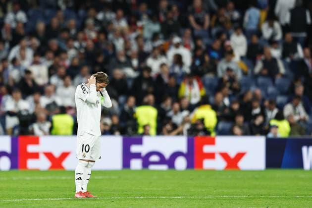 Fußball, CL, Real Madrid - FC Arsenal Luka Modric (Real), APRIL 16, 2025 - Football Soccer : Modric regret after Martinellis s goal during UEFA Champions League Quarter-finals 2nd leg match between Real Madrid CF 1-2 Arsenal FC at the Estadio Santiago Bernabeu in Madrid, Spain. Noxthirdxpartyxsales  (287881333)