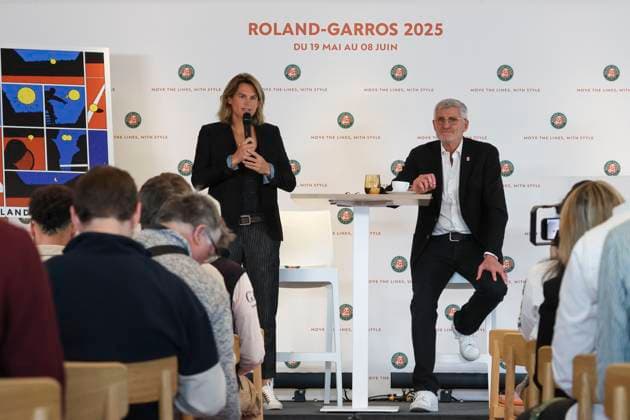 Tennis, French Open in Paris, Pressetermin TENNIS : Conference de presse Roland Garros 2025- 17 04 2025 Amelie Mauresmo et Gilles Moretton ParisFrance  Copyright: xMichtofx