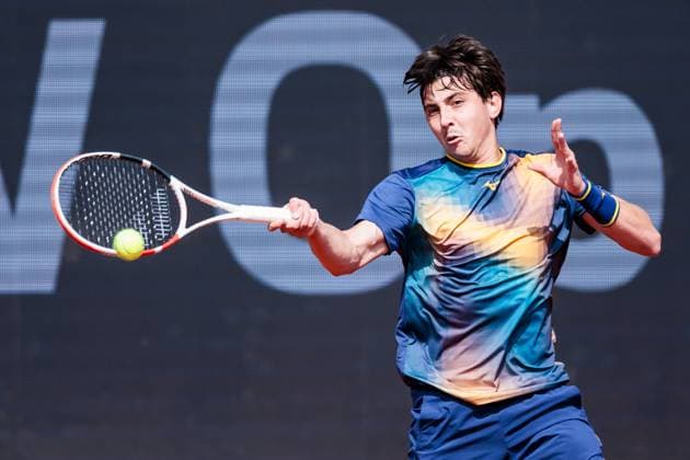 BMW Open Munich ATP 500 17 04 2025 Alexander Shevchenko Kazakhstan in match against Francisco Cerundolo Argentina BMW Open by Bitpanda Munich ATP 500 Day 6, Munich, MTTC Iphitos on 17 04 2025 Copyright: xBEAUTIFULxSPORTS Wunderlx