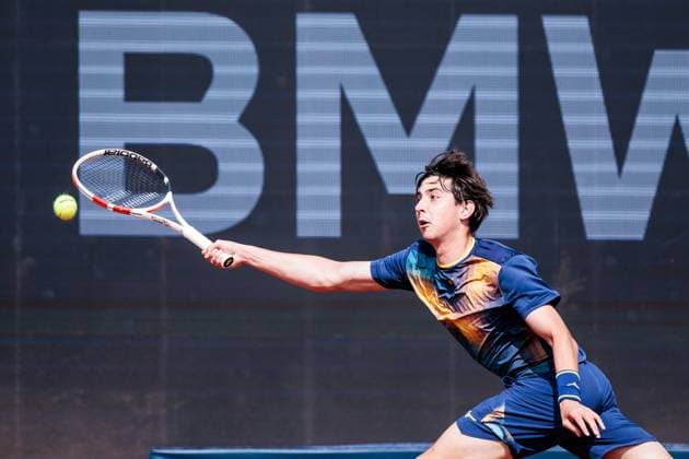 BMW Open Munich ATP 500 17 04 2025 Alexander Shevchenko Kazakhstan in match against Francisco Cerundolo Argentina BMW Open by Bitpanda Munich ATP 500 Day 6, Munich, MTTC Iphitos on 17 04 2025 Copyright: xBEAUTIFULxSPORTS Wunderlx