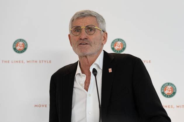 Paris 17 04 2025 Press conference French Open 2025 Roland Garros v l , Gilles Moretton talking to the journalists, Roland Garros 2025 Copyright: HMBxMedia AntonioxBorga
