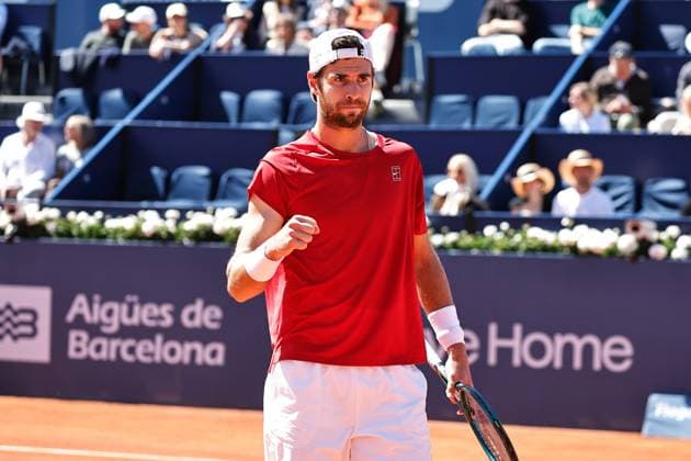 Karen Kachanov (RUS), APRIL17, 2025 - Tennis : Karen Kachanov celebrate after point during singles round of 16 match against Jaume Munar on the Barcelona Open Banc Sabadell tennis tournament at the Real Club de Tenis de Barcelona in Barcelona, Spain. Noxthirdxpartyxsales  (287913539)