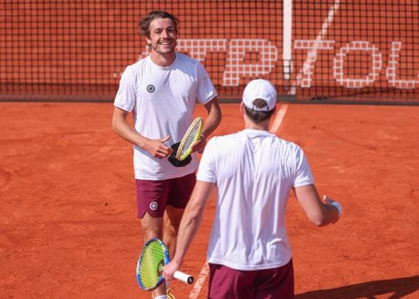 Jakob Schnaitter upside down cap , Mark Wallner, Men doubles, Men s Doubles Tennis BMW Open 2025 ATP 500 MTTC Iphitos Munich Germany April 17, 2025 Copyright: xJuergenxHasenkopfx