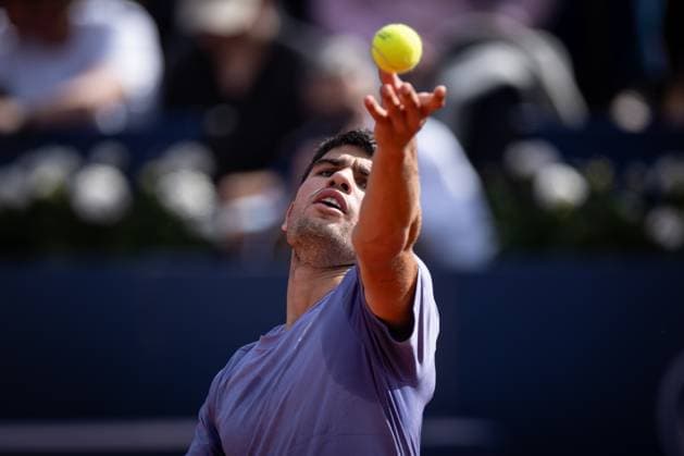 Carlos Alcaraz (Spain) in action during the round of 16 match for the ATP, Tennis Herren 500 Barcelona Open Banc Sabadell 2025 - Conde de Godo at Real Club de Tenis de Barcelona, in Barcelona, Spain on April 17, 2025. Photo by Felipe Mondino  Copyright: xFelipexMondino IPAxSportx xipa-agency.netx xx IPA_56600623 IPA_Agency_IPA56600623