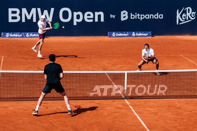 BMW Open Munich ATP 500 17 04 2025 Jakob Schnaitter Germany and Mark Wallner Germany in doubles against Justin Engel Germany and Max Hans Rehberg Germany BMW Open by Bitpanda Munich ATP 500 Day 6, Munich, MTTC Iphitos on 17 04 2025 Copyright: xBEAUTIFULxSPORTS Wunderlx