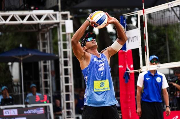 Beach Pro Tour Elite 16 in Brasilia BRASÍLIA, DF - 17.04.2025: BEACH PRO TOUR ELITE 16 IN BRASILIA - Arthur and Adrielson face Evans. and Budinger during the BEACH PRO TOUR - ELITE 16 - BRASILIA held at the Sarah Kubitschek City Park in Brasília, DF. (Photo: Wagner Araújo Fotoarena) x2723474x  WagnerxAraújo