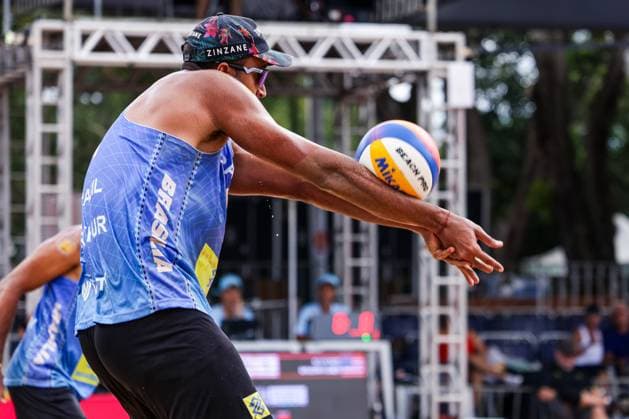 Beach Pro Tour Elite 16 in Brasilia BRASÍLIA, DF - 17.04.2025: BEACH PRO TOUR ELITE 16 IN BRASILIA - Arthur and Adrielson face Evans. and Budinger during the BEACH PRO TOUR - ELITE 16 - BRASILIA held at the Sarah Kubitschek City Park in Brasília, DF. (Photo: Wagner Araújo Fotoarena) x2723476x  WagnerxAraújo