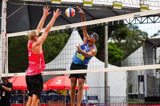 Beach Pro Tour Elite 16 in Brasilia BRASÍLIA, DF - 17.04.2025: BEACH PRO TOUR ELITE 16 IN BRASILIA - Arthur and Adrielson face Evans. and Budinger during the BEACH PRO TOUR - ELITE 16 - BRASILIA held at the Sarah Kubitschek City Park in Brasília, DF. (Photo: Wagner Araújo Fotoarena) x2723479x  WagnerxAraújo