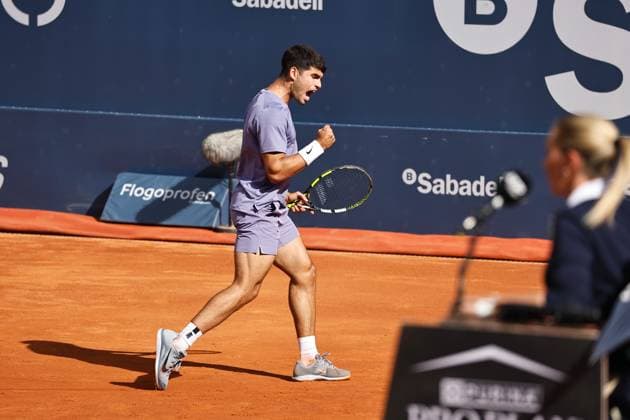 Carlos Alcaraz (ESP), APRIL17, 2025 - Tennis : Carlos Alcaraz celebrate after point during singles round of 16 match against Laslo Djere on the Barcelona Open Banc Sabadell tennis tournament at the Real Club de Tenis de Barcelona in Barcelona, Spain. Noxthirdxpartyxsales  (287934767)