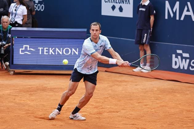 Laslo Djere (SRB), APRIL17, 2025 - Tennis : Laslo Djere during singles round of 16 match against Carlos Alcaraz on the Barcelona Open Banc Sabadell tennis tournament at the Real Club de Tenis de Barcelona in Barcelona, Spain. Noxthirdxpartyxsales  (287935008)