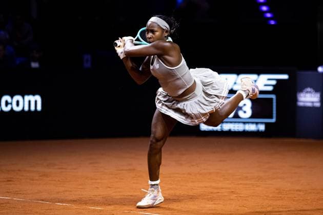 in the picture Coco Gauff USA Coco Gauff USA vs Ella Seidel GER GER, Porsche Tennis Grand Prix GP Stuttgart 2025, WTA500, 17 04 2025 GER, Porsche Tennis Grand Prix GP Stuttgart 2025, WTA500, 17 04 2025 Stuttgart Copyright: xEibner-Pressefoto RogerxBuerkex EP