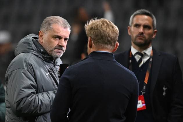17 04 2025, xpsx, Football UEFA Europa League, Eintracht Frankfurt Tottenham Hotspur v l Head coach Ange Postecoglou of Tottenham Hotspur DFL DFB REGULATIONS PROHIBIT ANY USE OF PHOTOGRAPHS as IMAGE SEQUENCES and or QUASI VIDEO Frankfurt am Main
