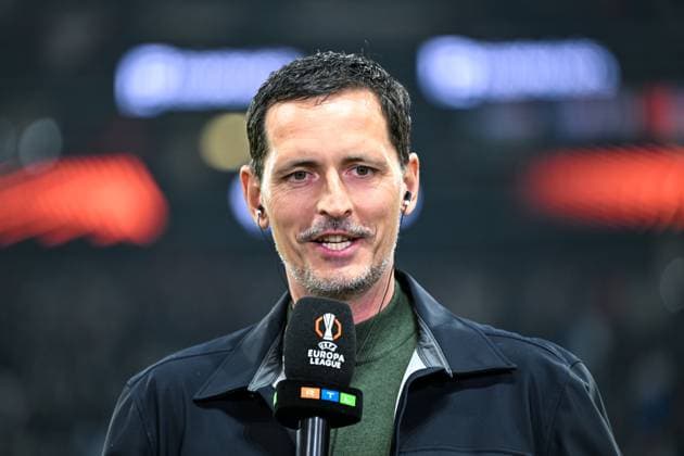 Dino Toppmoeller Eintracht Frankfurt, Coach at the TV interview before the match GER, Eintracht Frankfurt vs Tottenham Hotspur, Football, UEFA Europa League, quarter-finals, 2024 2025 season, 17 04 2025 GER, Eintracht Frankfurt vs Tottenham Hotspur, Football, UEFA Europa League, quarter-finals, 2024 2025 season, 17 04 2025 Frankfurt Copyright: xEibner-Pressefoto FlorianxWiegandx EP_FWD