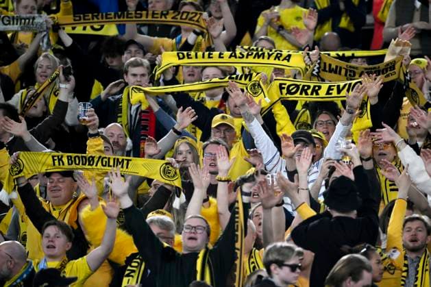 Fans of Bodo Glimt cheer on during the Europa League football match between SS Lazio and Bodo Glimt at Olimpico stadium in Rome (Italy), April 17, 2025. AndreaxStaccioli