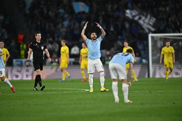 CALCIO - UEFA Europa League - SS Lazio vs FK Bodo Glimt Valentin Castellanos of S.S. Lazio celebrates after scoring the goal to make it 1-0 during the UEFA Champions League 2024 25 Quarter Final Second Leg match between FC Internazionale Milano and FC Bayern Munchen at San Siro Stadium on April 16, 2025 in Milan, Italy Rome Italy  Copyright: xIPAxSport ABACAx