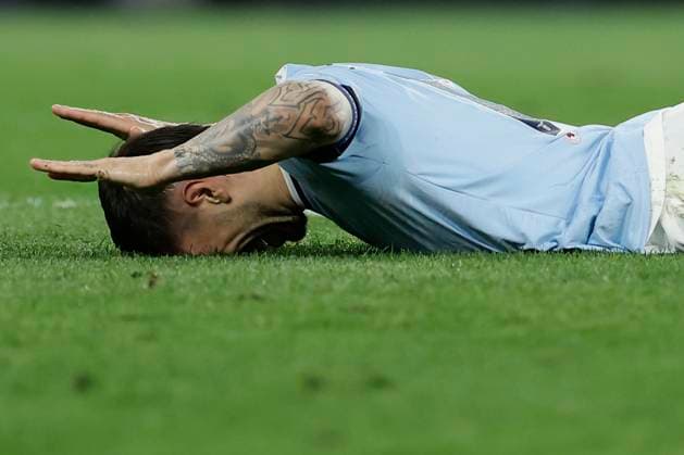 UEFA Europa League phase Quarter-finals SS Lazio vs Fotballklubben Bodo Glim Lazio™s Italian midfielder Mattia Zaccagni looks dejected during UEFA Europa League phase match day Quarter-finals between SS Lazio vs Fotballklubben Bodo Glimt at Olimpico stadium on April 17, 2025 in Rome, Italy. _BPH5299 Copyright: xAntonioxBalascox