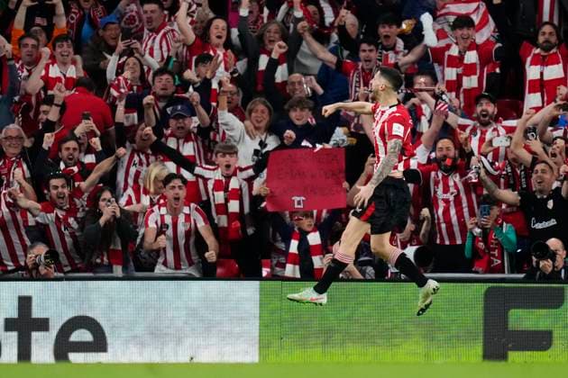 Athletic Club v Rangers FC - UEFA Europa League 2024 25 Quarter Final Second Leg Oihan Sancet attacking midfield of Athletic Club and Spain celebrates after scoring his sides first goal during the UEFA Europa League 2024 25 Quarter Final Second Leg match between Athletic Club and Rangers FC at Estadio de San Mames on April 17, 2025 in Bilbao, Spain. Bilbao Spain  Copyright: xJosexBretonx originalFilename:bretonhernandez-athletic250417_npn6n.jpg