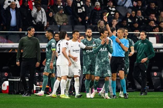 FRANKFURT, GERMANY - 17 APRIL, 2025: Referee, Filippo Meli - The UEFA Europa League football match between Eintracht Frankfurt vs Tottenham Hotspur F.C. at Deutsche Bank Park.  Copyright: xVitaliixKliuievx