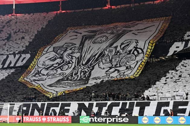 Soccer UEFA Europa League quarter-final Eintracht Frankfurt Tottenham Hotspur on 17 04 2025 at Deutsche Bank Park in Frankfurt Pre-match choreography xJKx