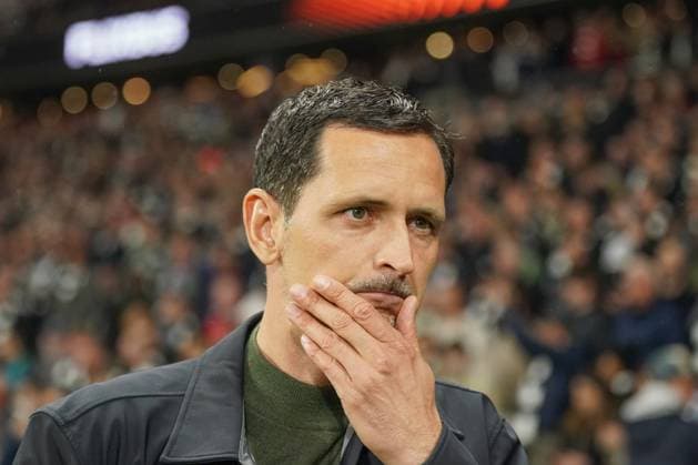 Football UEFA Europa League 2024 2025, quarter-final second leg Eintracht Frankfurt vs Tottenham Hotspur Deutsche Bank Park Frankfurt Dino Toppmöller Dino Toppmoeller Coach, Eintracht Frankfurt eliminated with his team Copyright: xJOERANxSTEINSIEKx
