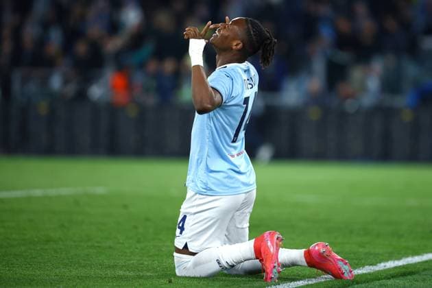 Fp Roma 17 04 2025 - Europa League Lazio-FK Bodo Glimt foto Federico Proietti Image nella foto: esultanza gol Tijjani Noslin 