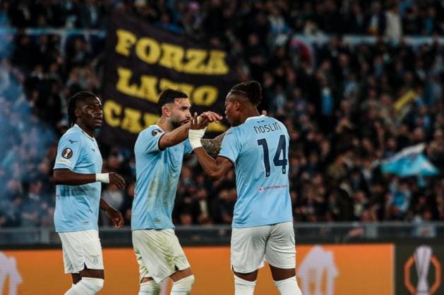 Tijjani Noslin of SS Lazio and Taty Castellanos of SS Lazio during SS Lazio vs FK Bodo Glimt, Football Europa League match in Rome, Italy, April 17 2025  Copyright: xRaffaelexConti IPAxSportx xipa-agency.netx xx IPA_56609734 IPA_Agency_IPA56609734