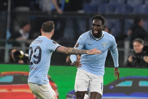 Lazioâ??s Boulaye Dia celebrates after scoring the goal 3-0 during the UEFA Europa League 2024-2025 football match between SS Lazio and FK Bodo Glimt at the Olympic Stadium in Rome on April 17, 2025.  Copyright: xFabrizioxCorradetti IPAxSportx xipa-agency.netx xx IPA_56609767 IPA_Agency_IPA56609767