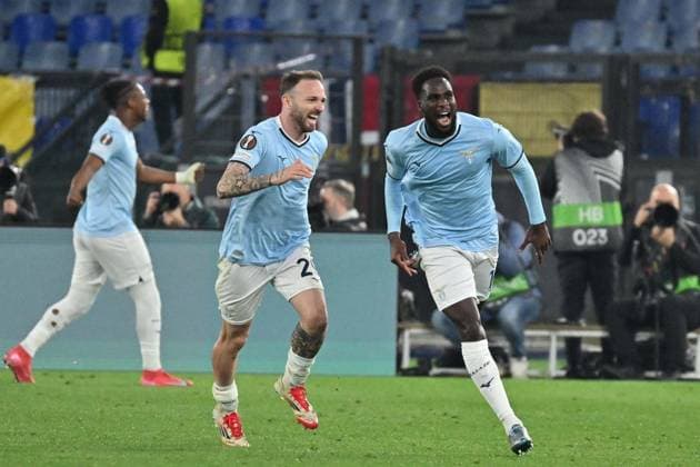 Foto IPP Felice De Martino Roma 17 04 2025 Calcio Europa League 2024-2025 Quarti partita di ritorno Lazio - Bodo Glimt Nella foto: Esultanza dopo il gol di Boulaye Dia del 3 a 0 per la Lazio Italy Photo Press World Copyright Roma italy Italia ITALY  Copyright: xR4924_italyphotopressx