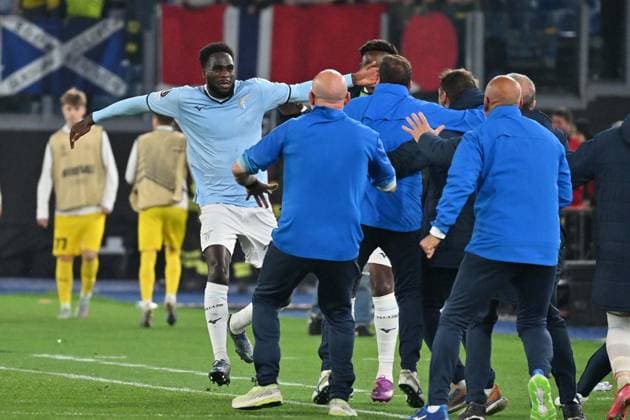 Foto IPP Felice De Martino Roma 17 04 2025 Calcio Europa League 2024-2025 Quarti partita di ritorno Lazio - Bodo Glimt Nella foto: Esultanza dopo il gol di Boulaye Dia del 3 a 0 per la Lazio Italy Photo Press World Copyright Roma italy Italia ITALY  Copyright: xR4924_italyphotopressx