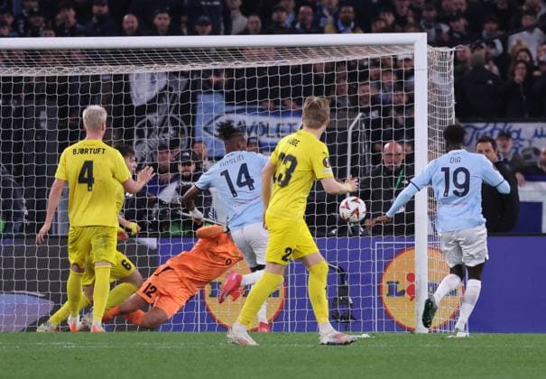 April 17, 2025, Roma, Lazio, ITALY: 17 04 2025 Rome, Stadio Olimpico, football match valid for UEFA Europa League 2024 24 between SS Lazio vs SSC vs FC Bodo Glimt.In photo: goal the Tijjani Noslin of SS Lazio Roma ITALY - ZUMAs236 20250417_aap_s236_171 Copyright: xFabioxSassox